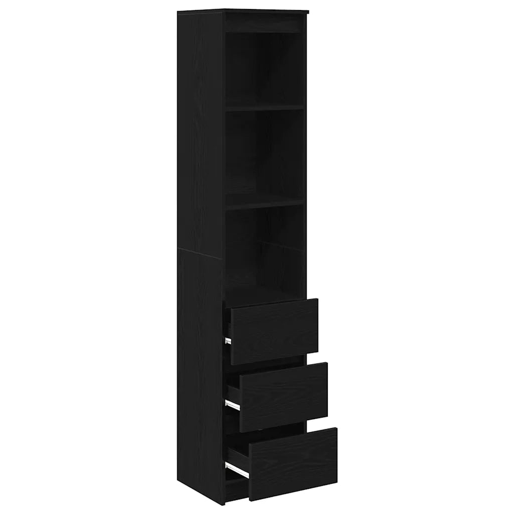 Credenza Rovere Nero 37,5x35x180 cm in Legno Multistrato 861662