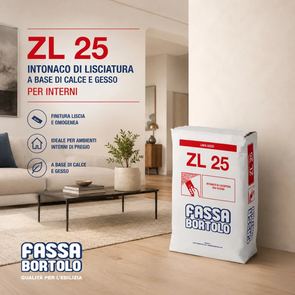 Fassa zl 25 intonaco di lisciatura a base di calce e gesso per interni 25 kg