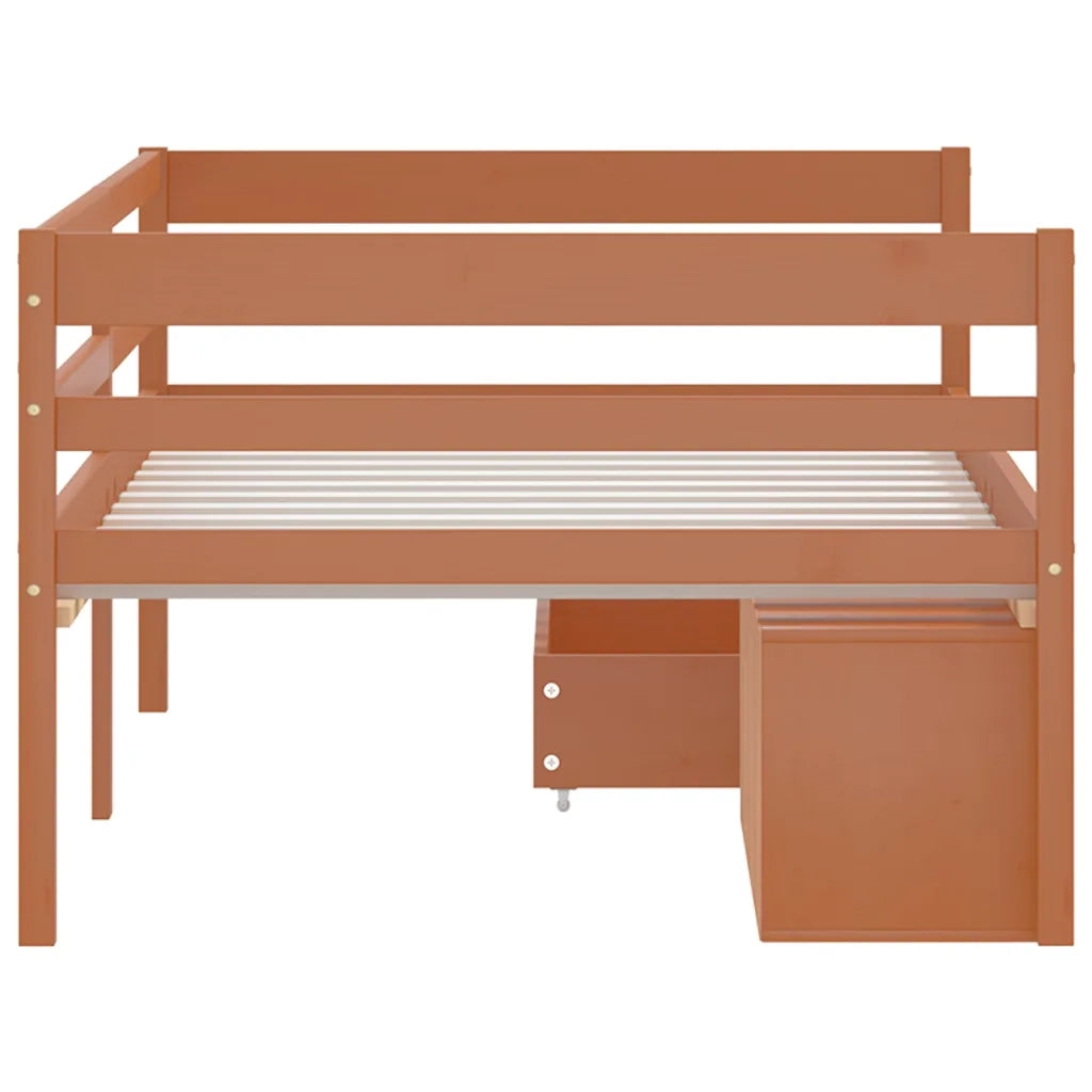 Letto singolo | Letto per adulti | Giroletto con Cassetti Grigio Scuro in Legno di Pino 90x200 cm