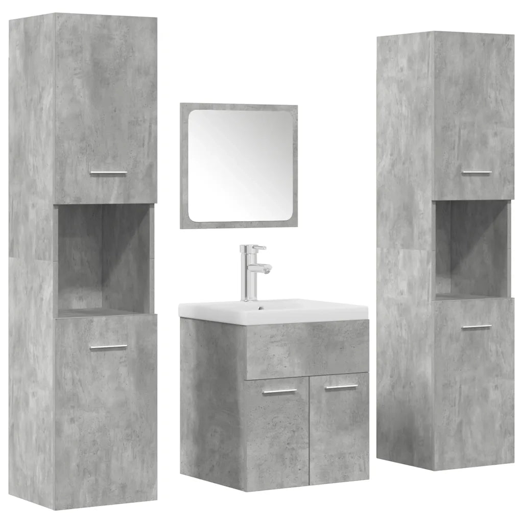 vidaXL Set Mobili da Bagno 5 pz Grigio Cemento in Legno Multistrato