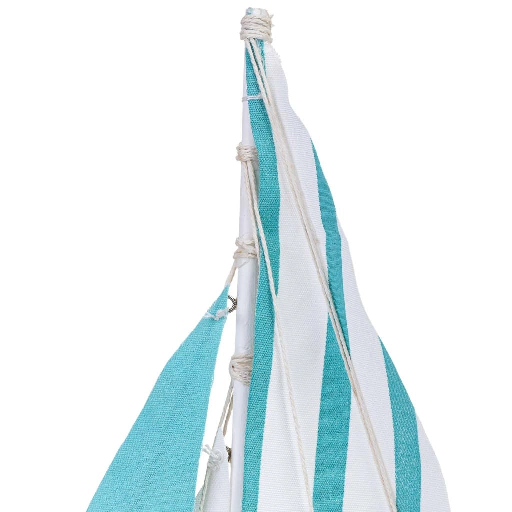 Statuina decorativa a forma di barca in legno blu, 24 x 4,5 x 45 cm (altezza)