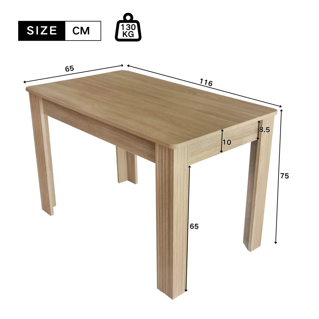 Tavolo da pranzo rettangolare con 4 gambe spesse design moderno effetto legno per sala da pranzo in truciolato rovere