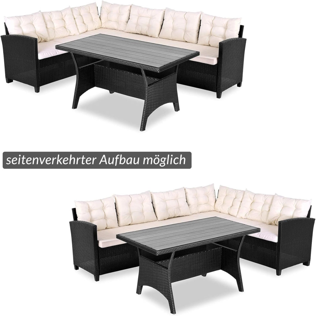 ® Lounge Angolare Divano in Polyrattan Tavolo Pranzo WPC Salottino Esterno Mobili Giardino Terrazza Outdoor