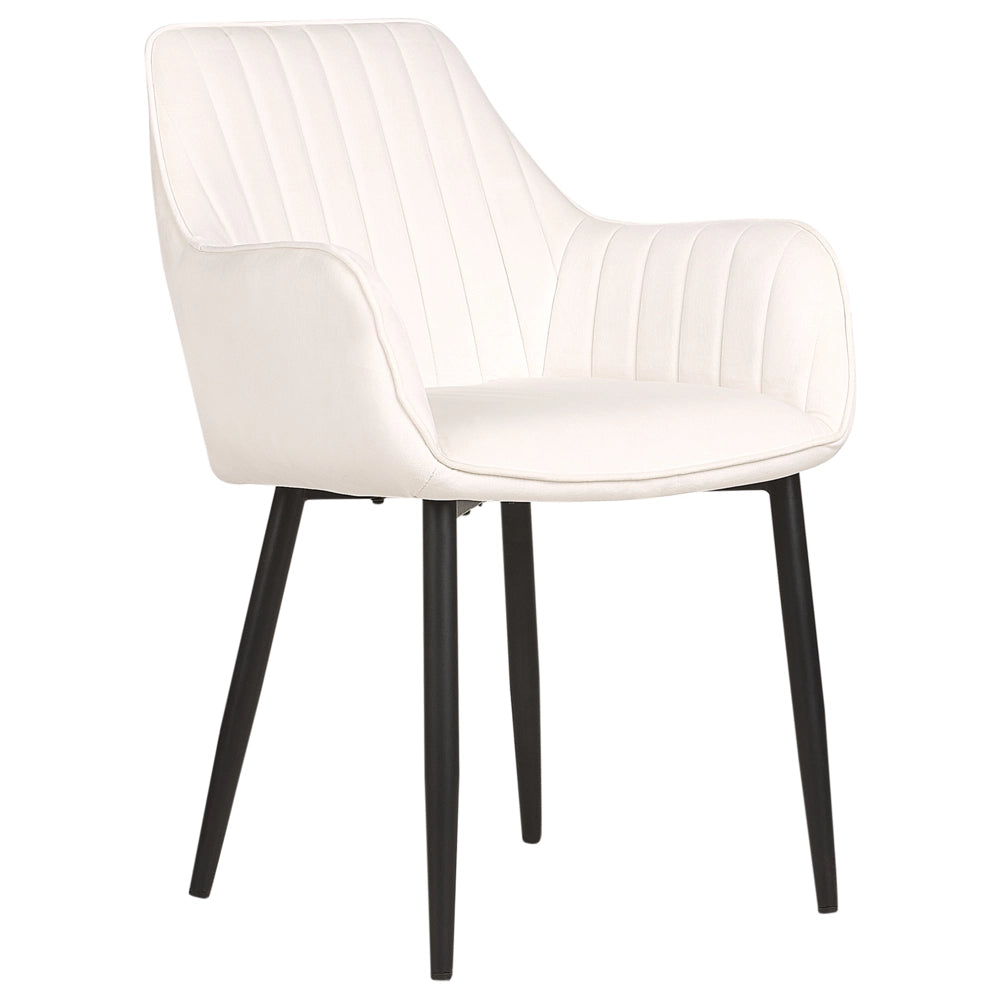 Set di 2 sedie da pranzo Braccioli in velluto bianco sporco Gambe in metallo Nero Retro Glam