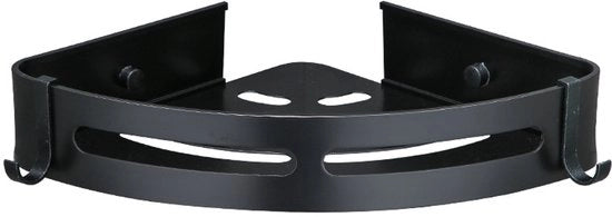 Pannello per doccia senza perforazione, appoggio per bagno. Adatto per bagni e cucine. Incluso 4 ganci rimovibili, contenitore in alluminio resistentente all'ossidazione, spazio di stoccaggio appeso, argento (nero, 2-pack).