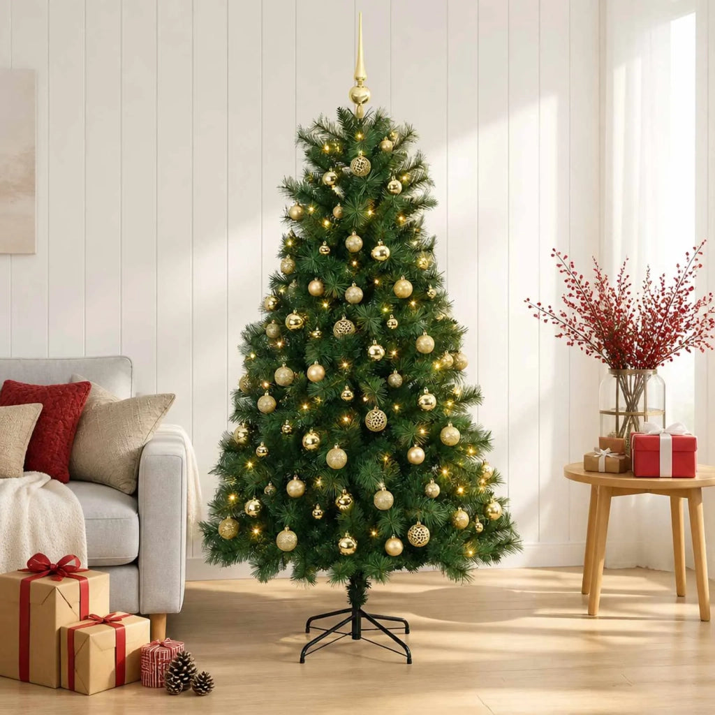 Albero di Natale artificiale con rami snodati e palline 150 cm 3465742