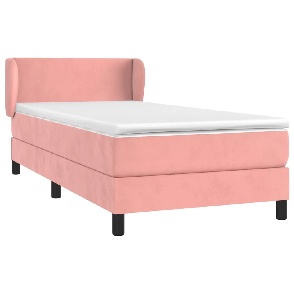 Giroletto a Molle con Materasso-Struttura Letto Rosa 90x190 cm in Velluto 307760