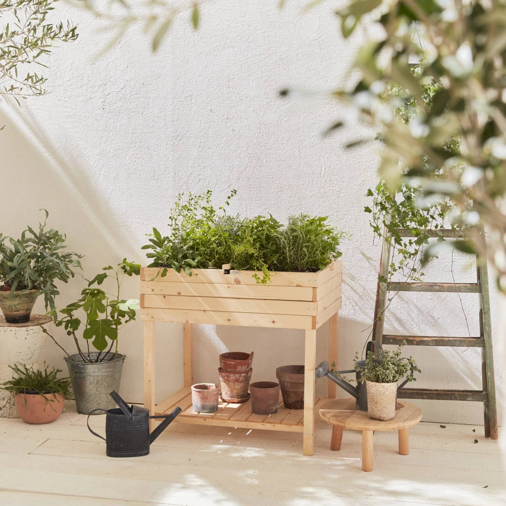 Orto quadrato rialzato in legno d'abete 80x60 cm, marrone naturale