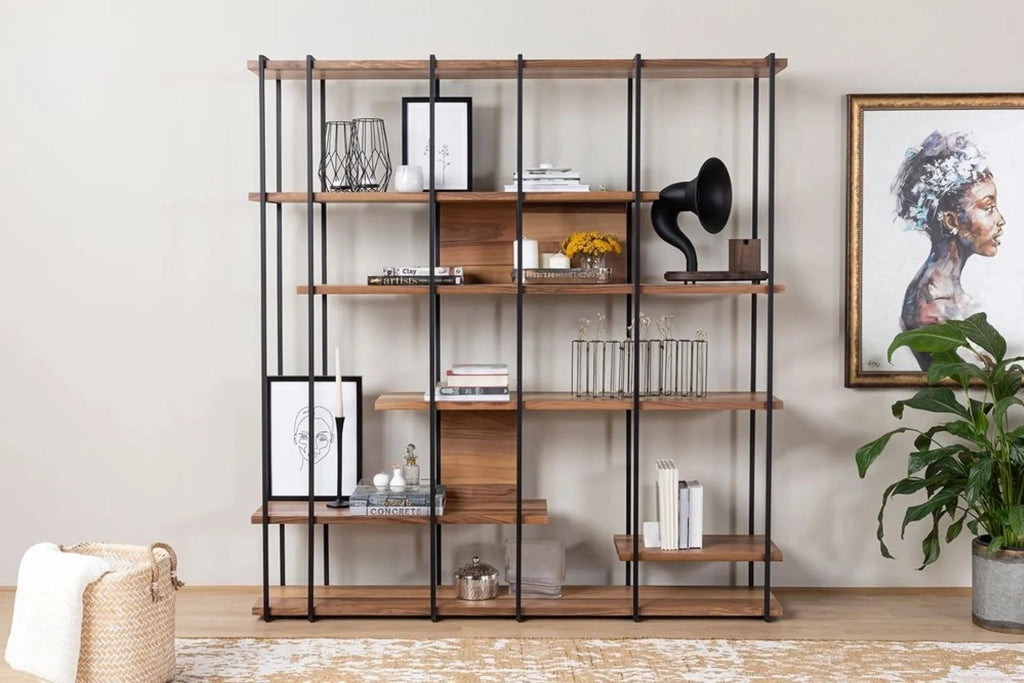 Biblioteca Calogero, Libreria 5 Ripiani, 170x35x180h cm Marrone Noce