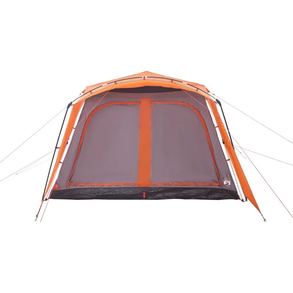 Tenda Famiglia Portico 9 Pers.-Tenda da campeggio Grigio Arancione Rilascio Rapido