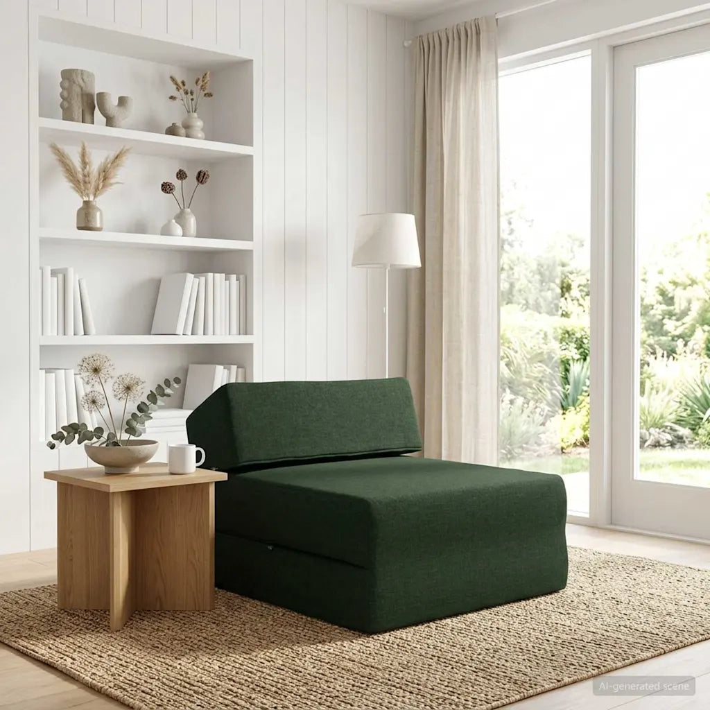 Divano Letto Pieghevole Verde Scuro 60 x 70 x 41 cm Tessuto