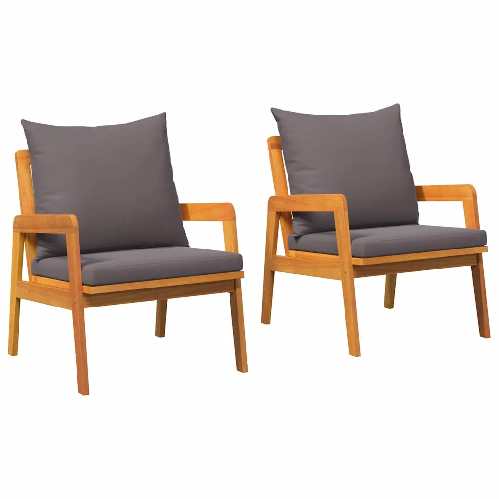 Sedia da patio-Sedia da Giardino 2 Pezzo Olio Naturale 65 x 59,5 x 72 cm