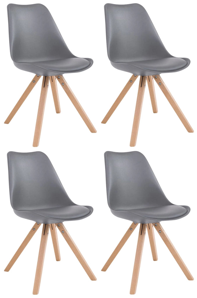 Set di 4 sedie Toulouse in similpelle Square grigio,natura