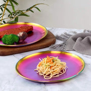 Piatto metallico arcobaleno per servizio da 4 persone, dimensioni 23 cm