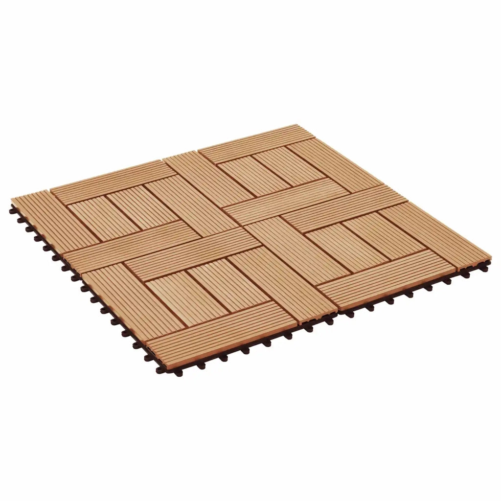 Piastrella per Decking 11 pz Teak riciclato 30 x 30 cm WPC CFW7276959