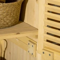 Casetta Attrezzi Giardino in Legno di Abete e Pino con 4 Scompartimenti, Armadio da Esterno Porta Attrezzi da Giardino con Tetto Impermeabile, 87x46.5x160cm, Color Legno