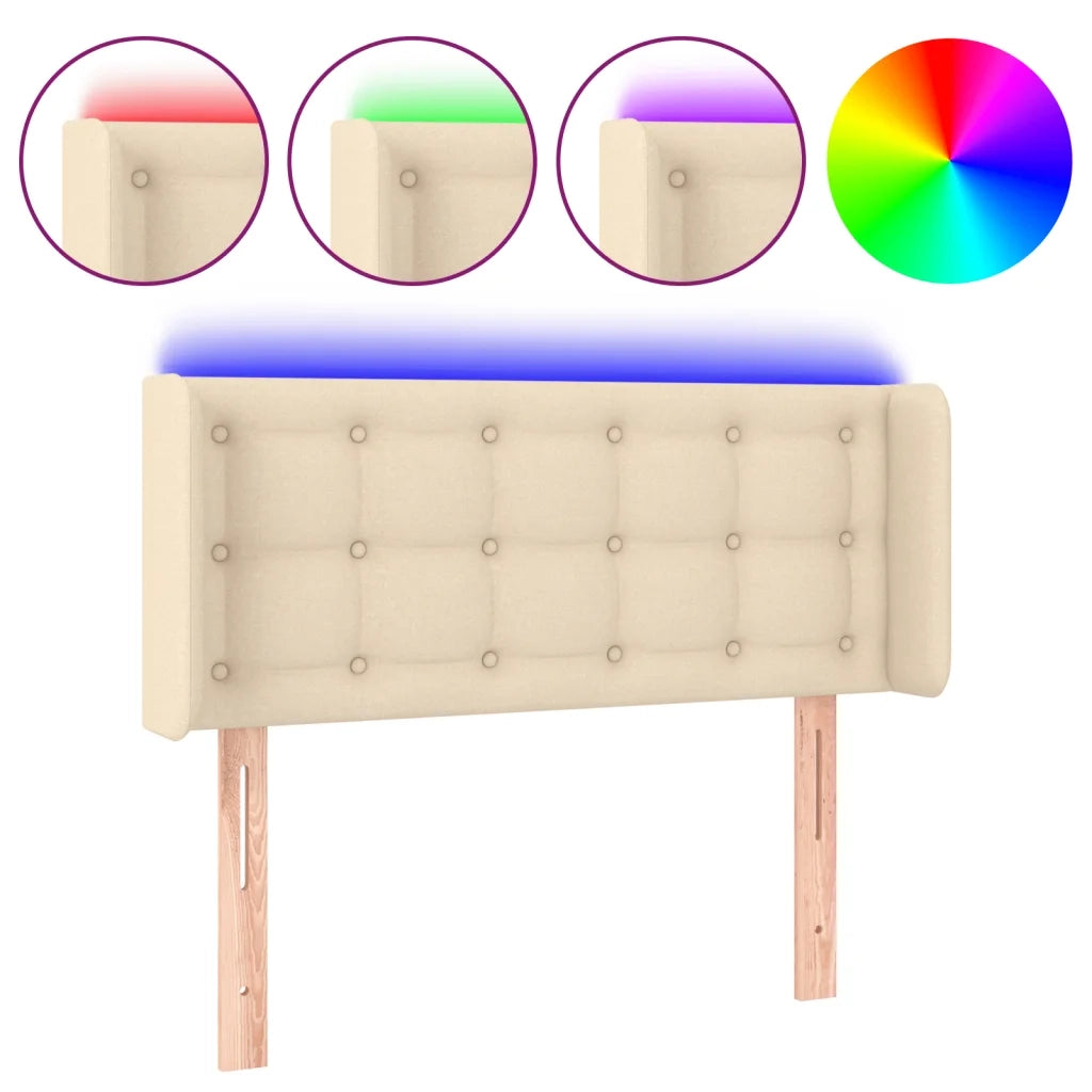 Testiera a LED-Testata con LED Crema 103x16x78/88 cm in Tessuto 807119