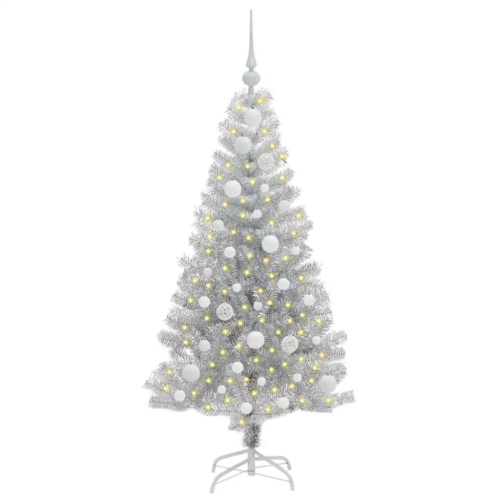 Albero di Natale con 150 LED con supporto Argento 120 cm PET 3396655