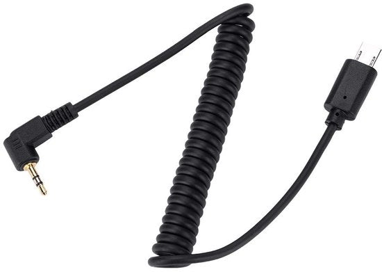 Cavo di rilascio 0,5 m - 3,5 mm/2,5 mm - Nero - Nuovo - Plastica/Leggera - Cavo di rilascio spirale - Cavo di rilascio