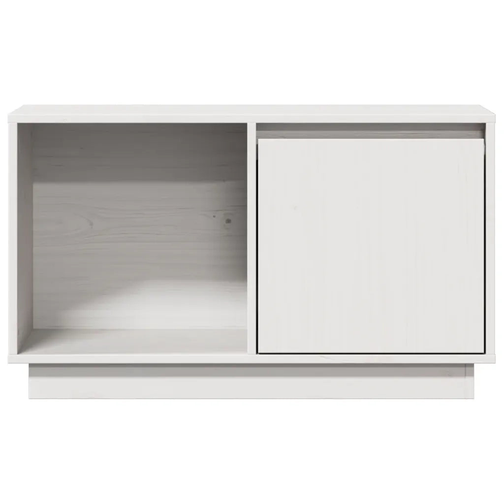 Mobile Porta TV Bianco 74x35x44 cm in Legno Massello di Pino 814335