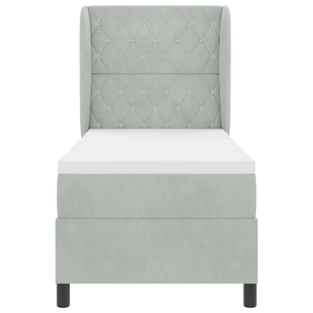 Letto a molle con materasso Grigio chiaro 200 x 80 cm Velluto 3340844