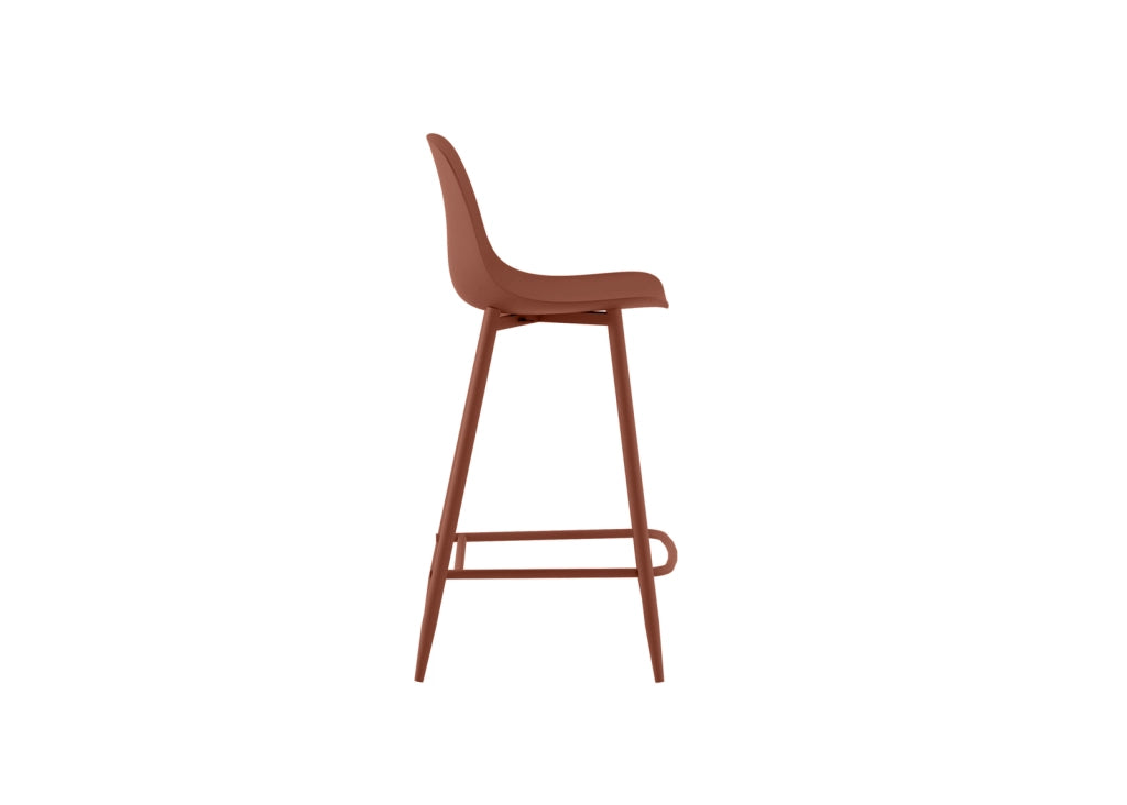 Sgabello Frida in Polipropilene Ruggine con Gambe in Metallo, Design Scandinavo, Seduta Ergonomica per Cucina e Living - Om/Frida