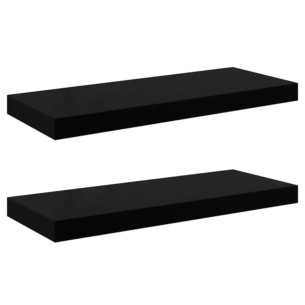 Scaffali a Parete 2 pz Nero Lucido 60x23,5x3,8 cm in MDF 323770