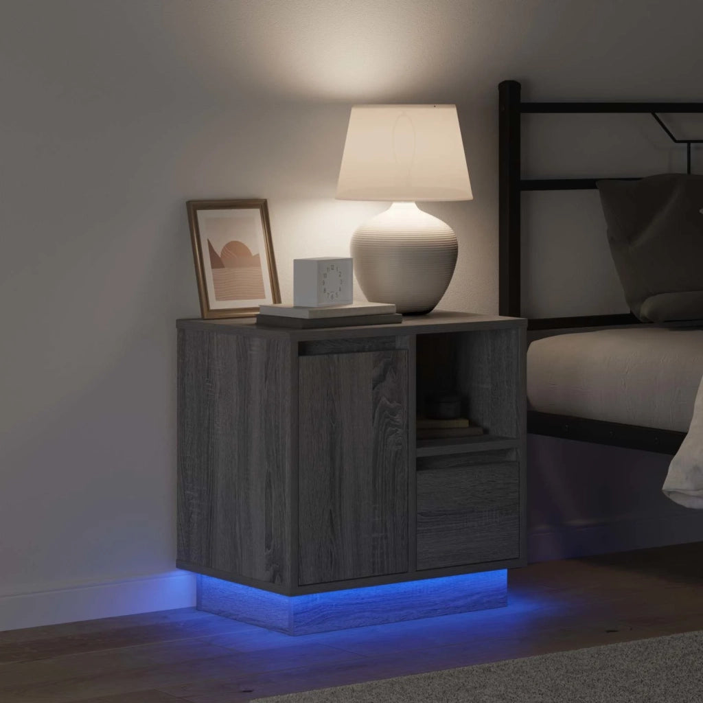 Comodino | Armadio da Notte | Mobiletto da notte Grigio 50 x 34,5 x 50 cm. Legno multistrato