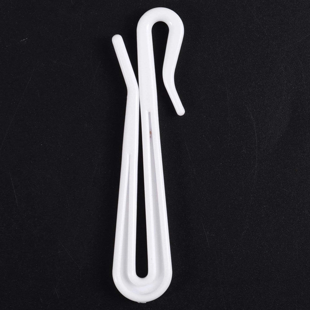 Trade Shop - Set Ganci Per Tende A Pieghe Regolabile In Plastica Bianche Lungo 75 Mm Casa Bagno 87354 -