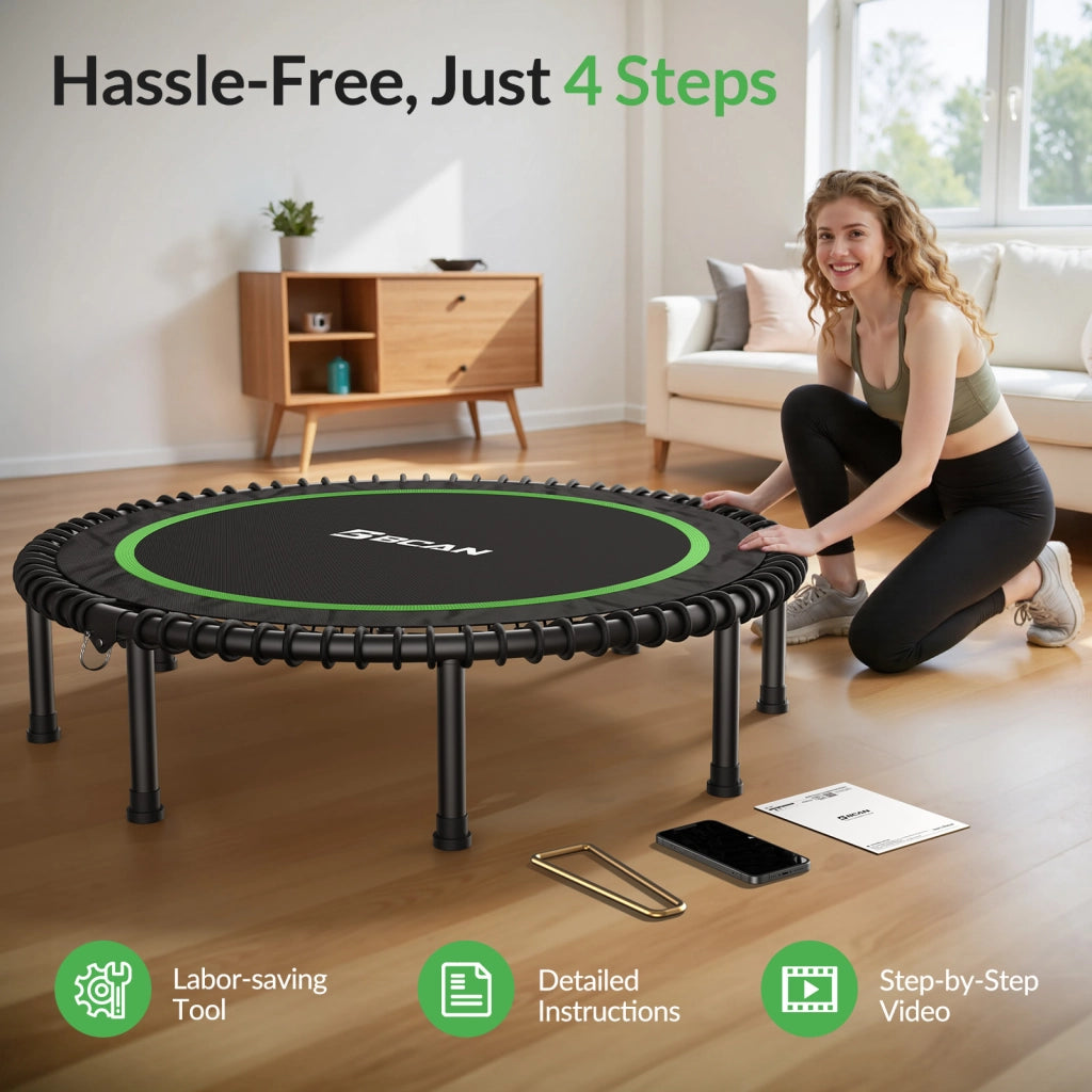 Trampolino Fitness Pieghevole 122cm ¨C Xylo ¨C Capacit¨¤ 250kg con Corde Elastiche