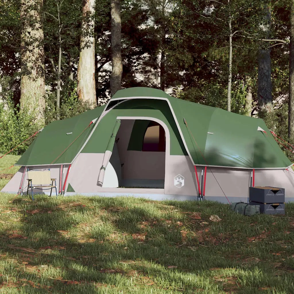Tenda Familiare a Cupola per 11 Persone-Tenda da campeggio Verde Impermeabile