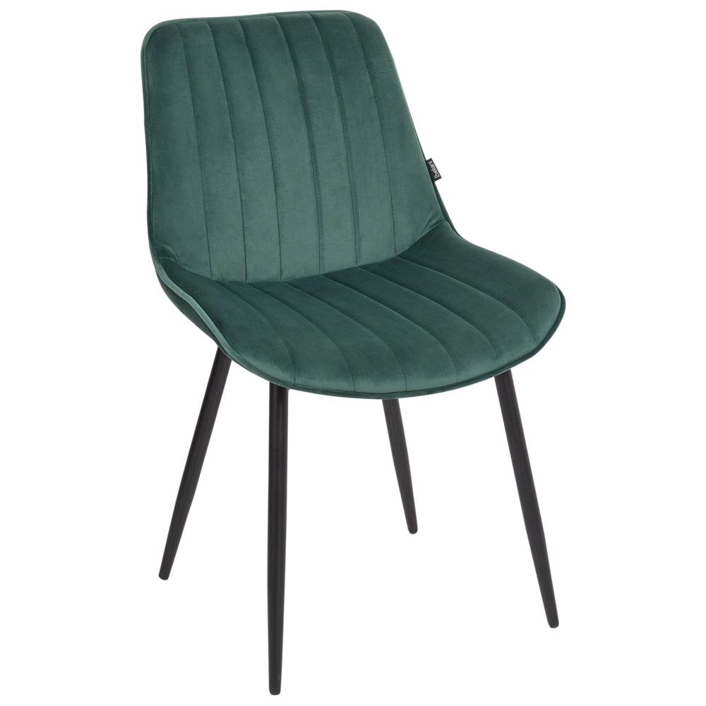 Set di 2 sedie da pranzo in velluto verde smeraldo con gambe in acciaio nero senza braccioli set da pranzo salotto soggiorno moderno