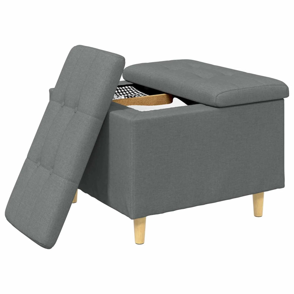 Pouf contenitore Grigio scuro 60 x 60 x 45 cm Tessuto 876819