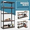 Scaffali per Carichi, Scaffalature a 5 Ripiani, in Metallo e MDF Scaffale, per Garage, Magazzino, Ripostiglio, Portante 875 kg, 90 x 40 x 180 cm (Nero)