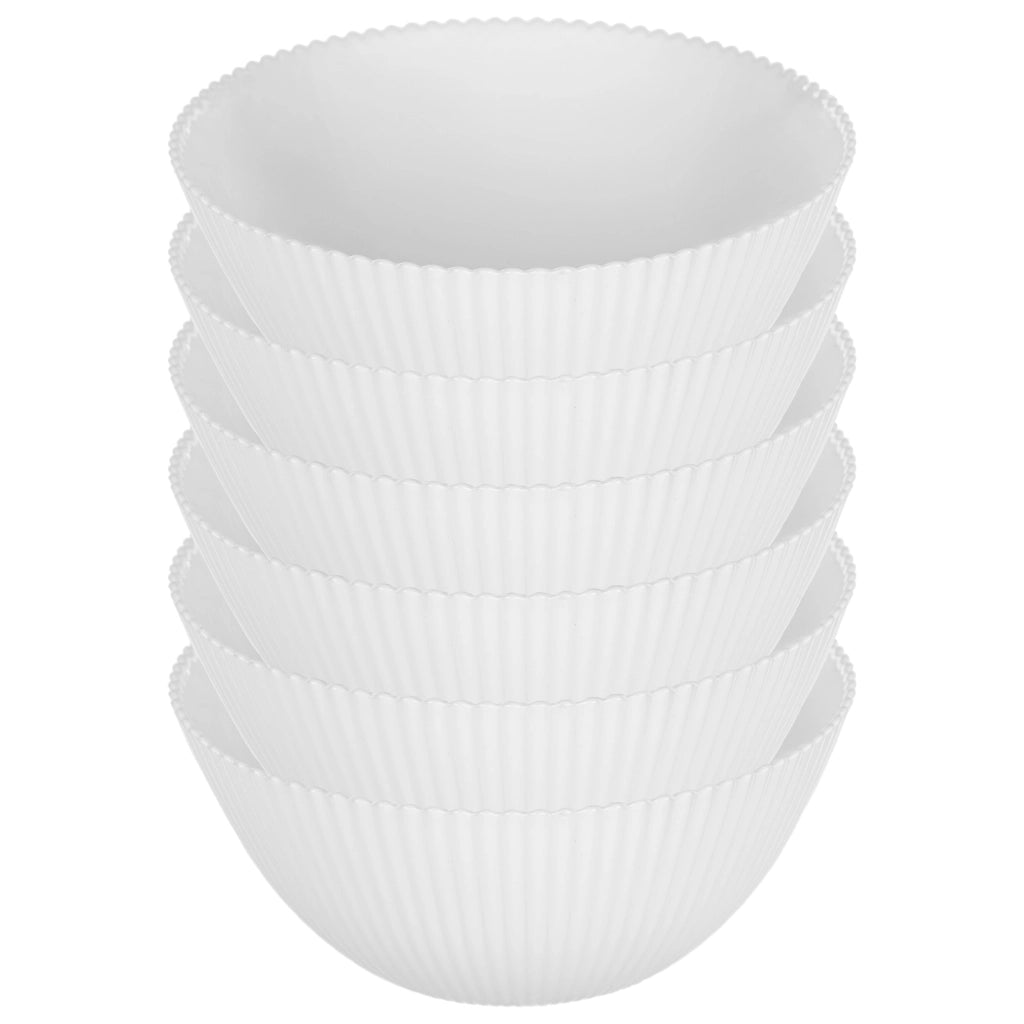 Set di 6 ciotole da insalata KADAX in vetro da 15 cm per zuppe e snack, bianche, scanalate.