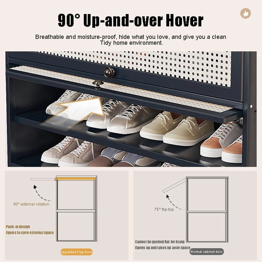 scarpiera Scarpiera in Rattan di plastica, Scarpiera Sospesa a 90°, Scaffale per Scarpe da Corridoio in Un Pezzo per Interni ed Esterni, Scarpiera da Ingresso con Anta Ribaltabile, Laminati Rimov