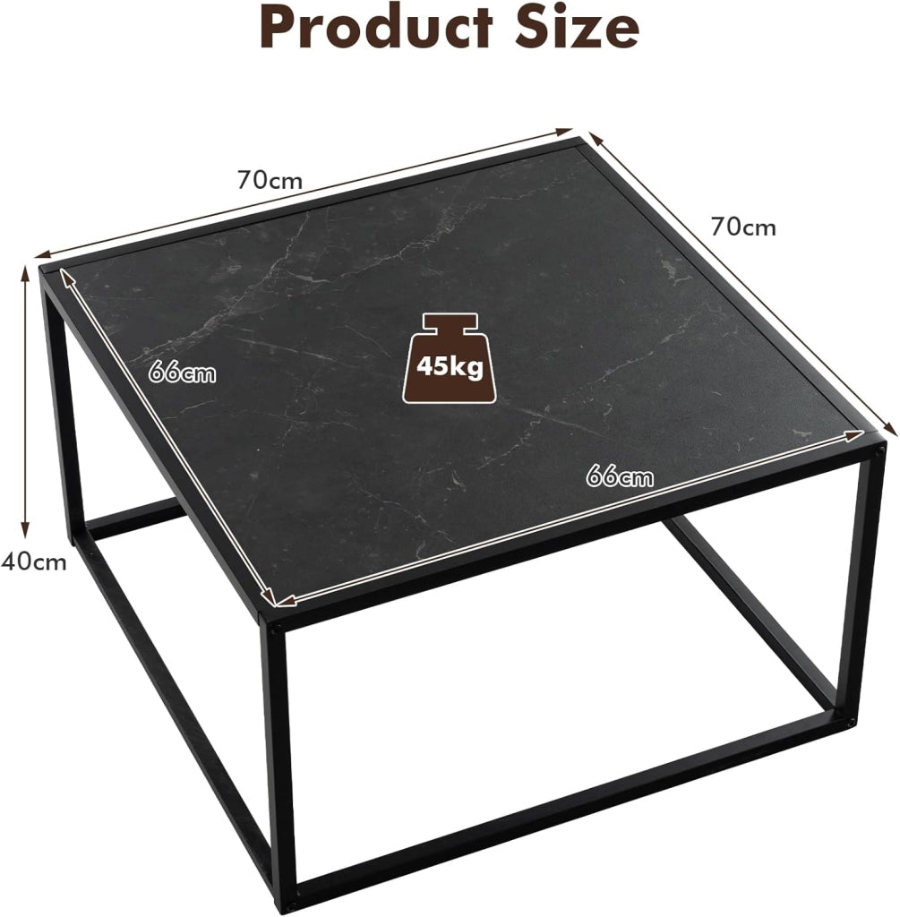 Tavolino per Caffè, Stile Minimalista, Tavolo Rettangolo, con Piedini Protettivi, Struttura Stabile, Tavolino Basso, Ampio Piano del Tavolo, Grande Capacità di Peso di 45 kg (Nero)