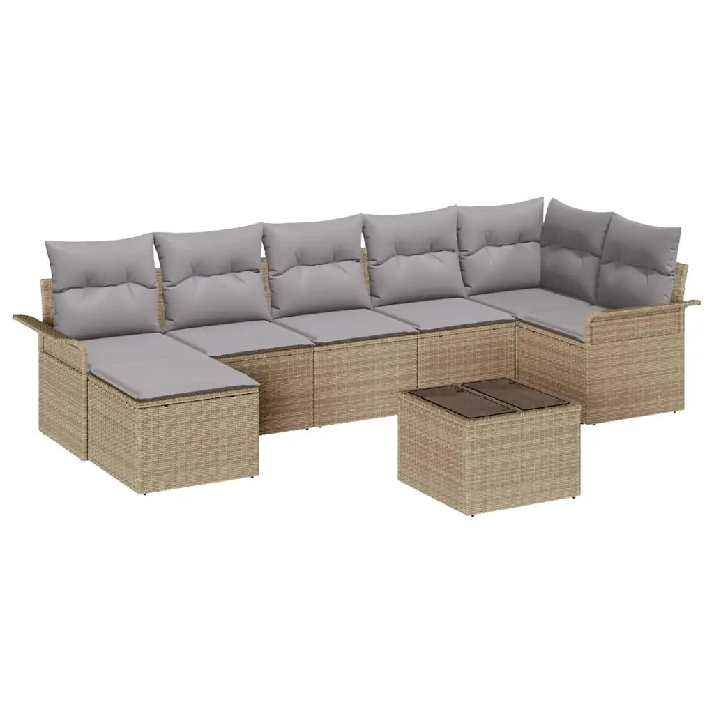 Set Divano da Giardino con cuscino 8 pcs Beige Poly Rattan 3354129