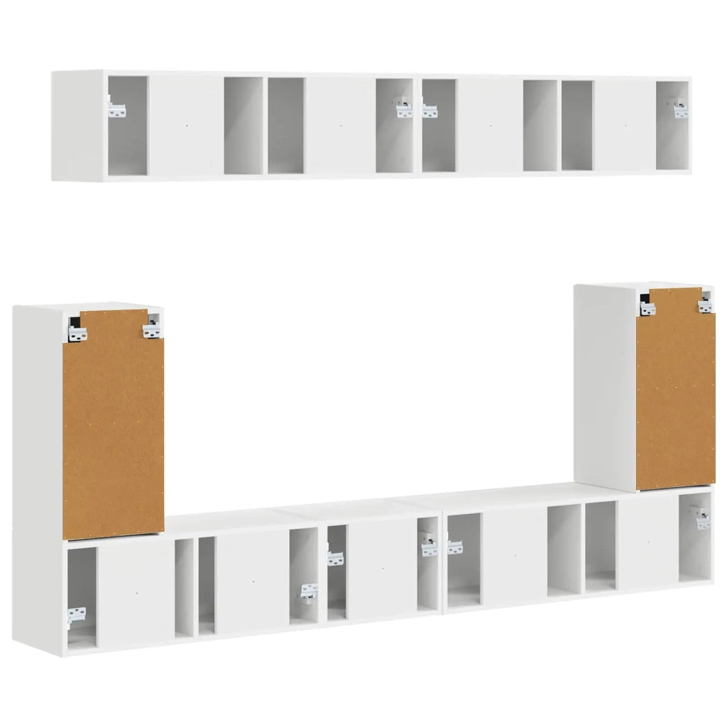Set mobile TV Montaggio a parete 5 pcs Bianco Legno multistrato 3409087