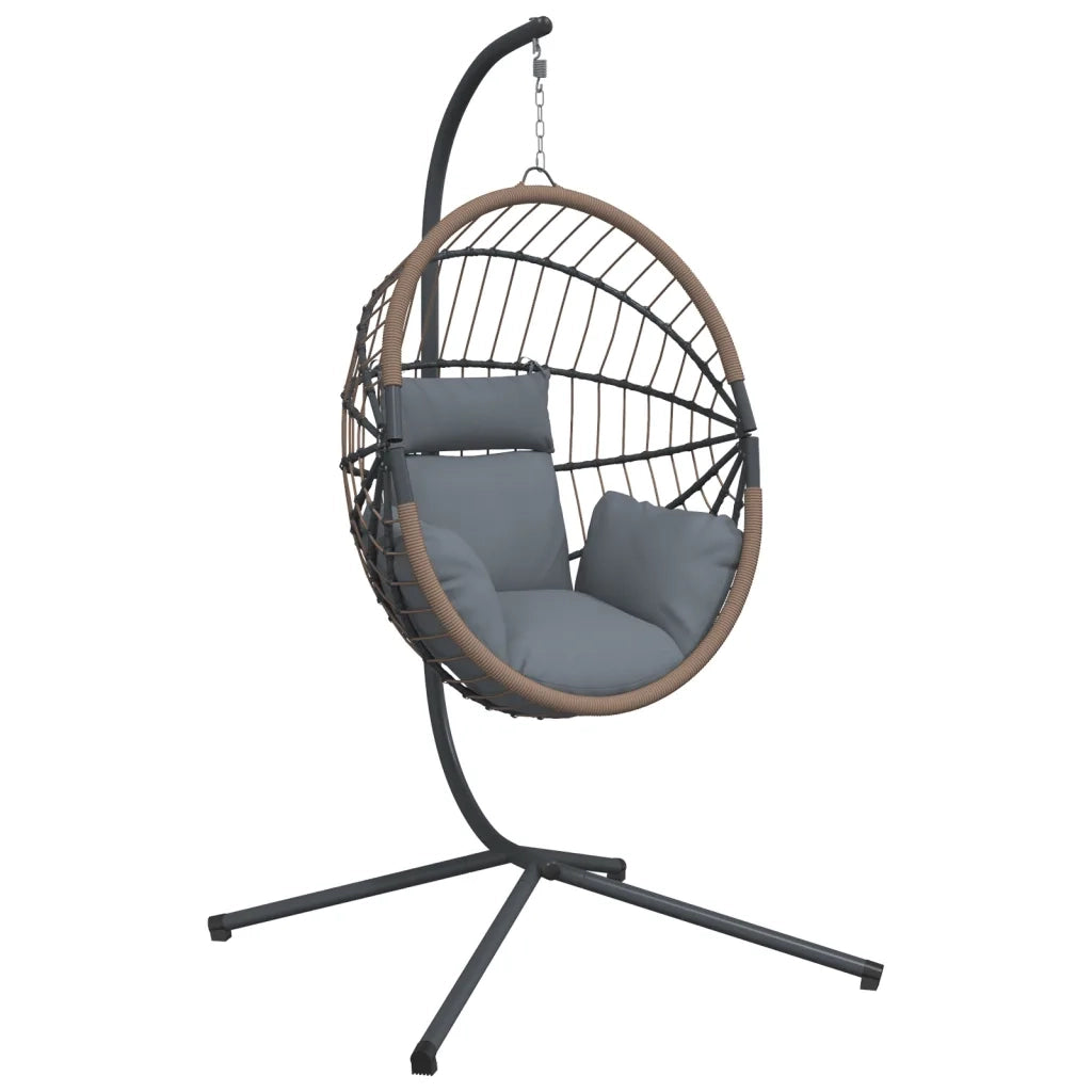 Sedia Uovo Sospesa e Supporto Grigio Chiaro Polyrattan/Acciaio 4007406