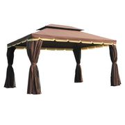 GAZEBO CON DOPPIO TETTO E ZANZARIERA IN POLIESTERE 2.9 X 3.9 M CAFFÈ