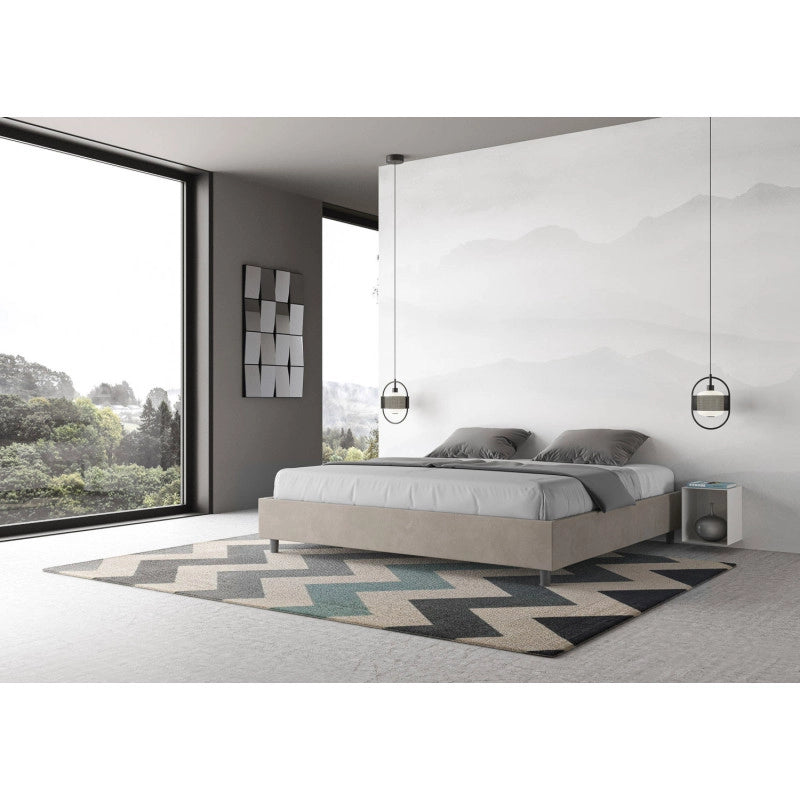 Letto imbottito Matrimoniale 180x210 cm Azelia - Con rete,Microfibra,Sabbia