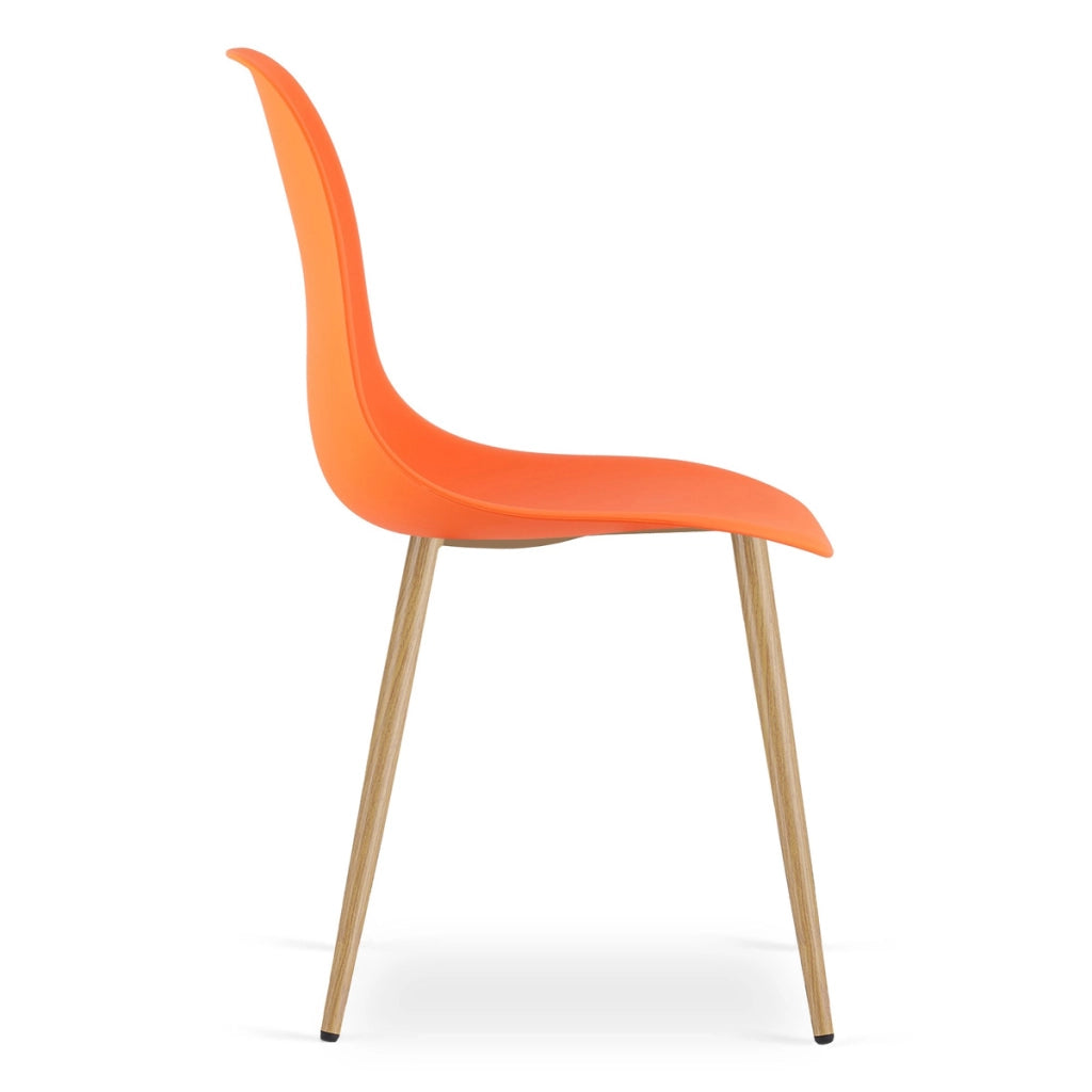 Set di 3 sedie da pranzo WAT arancioni con gambe effetto legno