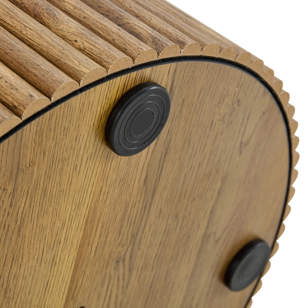 Tavolo da pranzo ovale in MDF con base cilindrica scanalata, stile mid-century, per cucina e sala da pranzo, 180 × 90 × 76 cm