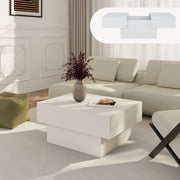 Tavolino Centrale Lens da Salotto con Piano Scorrevole 80 x 60 x 36 cm - Bianco [en.casa]
