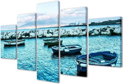 Affresco di Golf a Napoli in stile moderno su tela - 105 stampe - 5 pannelli già pronti per l'impaginatura - pronto per l'appendi - 200x90cm