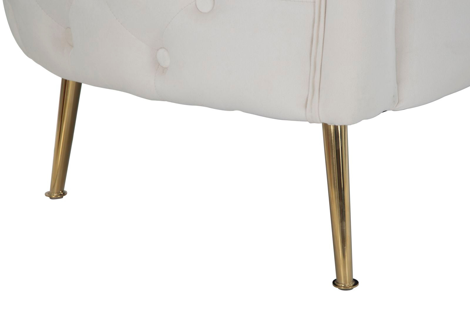 Divanetto Bucarest Crema 127x74x73 cm Legno e Spugna e Tessuto e Metallo Crema e Oro