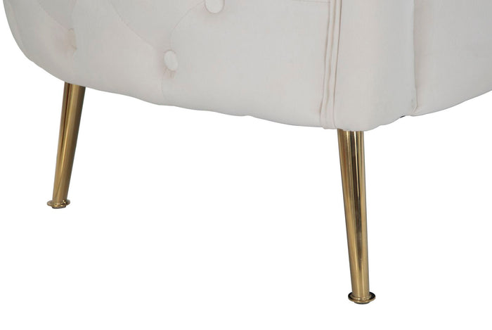 Divanetto Bucarest Crema 127x74x73 cm Legno e Spugna e Tessuto e Metallo Crema e Oro