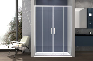 Box doccia a nicchia 160 cm porta scorrevole apertura centrale H195 cm LISA Cromato