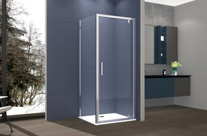 Box doccia 2 lati 90x80 cm fisso + porta 1 battente H195 cm VIOLA Cromato